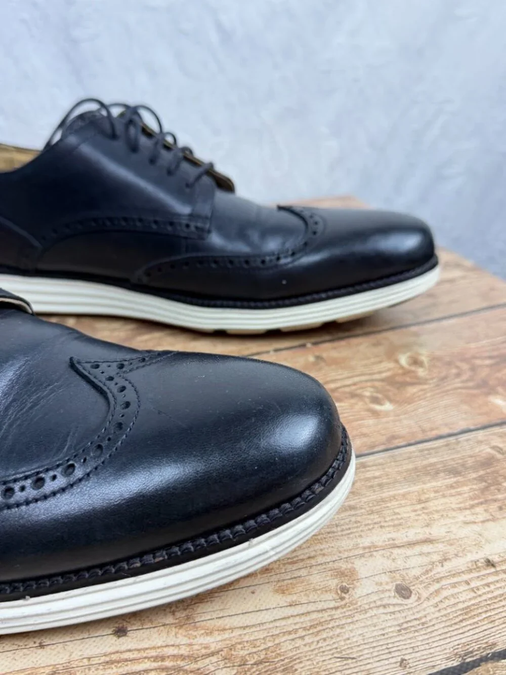 Cole Haan Men's 13 Black Leather Wingtip Oxford Brogue Dress Shoes OriginalGrand